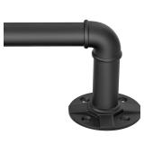 DOJUWIN Black Curtain Rods for Small Windows, 16 to 28 Inch, 1 Inch Wrap Around, Room Darkening, Industrial Heavy Duty, Blackout, Indoor Outdoor