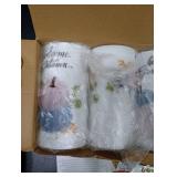 Tiamon 4 Pack Fall Led Candles with Remote - Blue Pumpkin Flameless Candles - Autumn Battery Operated - Warm Light Flickering - Harvest, Thanksgiving Table Decorations, Gift