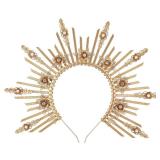 COSUCOS Greek Goddess Sun Headband - Gold Spiked Renfaire Virgin Mary Sunburst Goddess Halo Crown Fantasy Statue of Liberty Headpiece for Women Halloween Cosplay Renaissance Costume Headwear