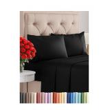 King Size 4 Piece Sheet Set - Comfy Breathable & Cooling Bed Sheets Set - Hotel Luxury Bedding for Women, Men, Kids, Teens, Boys & Girls - Deep Pockets, Ultra-Soft and Wrinkle Free - Oeko-Tex - Black