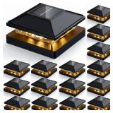 JOFIOS 16pack Modern Black Solar LED Post Cap Lights, 16 x LED, Waterproof, Solar Powered, Anti-Rust, for Deck, Fence, Porch, Garden, Patio