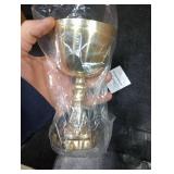 REPLICARTZUS Vintage Brass Chalice Goblet Handmade Gold Wine Goblet for Church, Wedding, or Gift Catholic Religious Decor & Holy Ceremony Drinkware 230 ml Communion Cup, 6.2 (X Large)