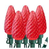 Brizled Red String Lights, 16ft 25 LED Faceted C9 Chrsitmas Lights, Connectable 120V UL Certified Tree Lights, Indoor Outdoor Christmas String Lights for Xmas, Patio, Party