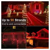 Brizled Red String Lights, 16ft 25 LED Faceted C9 Chrsitmas Lights, Connectable 120V UL Certified Tree Lights, Indoor Outdoor Christmas String Lights for Xmas, Patio, Party