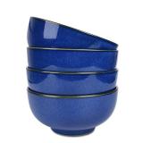 Bosmarlin Ceramic Soup Bowl Set of 4, 24 Oz, Cereal Bowl for Oatmeal, Dishwasher and Microwave Safe (5.75 Inches, Royal blue)