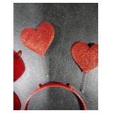 WOVOWOVO Halloween Heart Headband and Heart Shape Sunglasses Red Sparkle Love Shaped Headband for Valentine Birthday Wedding Party Costume Cute Hair Accessory