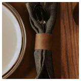 100% Genuine Leather Napkin Rings | Set of 4 | Table Decor | Leather Decor | Rustic Napkin Holders for Table Decor, Wedding, Dinner Party| Farmhouse | Rustic Leather Napkin Holder| Home Gift