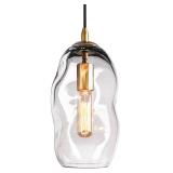 CASAMOTION Pendant Light Fixtures Glass Pendant Lights Kitchen Island Modern Gold Brass Kit Clear Organic Globe Bar Counter Dining Room Large Lamp Shade 12 Inch Height 1 Pack