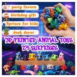 3D Printed Animals Toys, Mini Figures Cool Stuff Desk Pet, Christmas Advent Calendar For Kids, Birthday Gift For Boys And Girls, Party Favors, Including Dragons, Axolotl, Rabbit, Turtle, Frog, Etc.