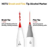 HOTU Alcohol Markers Brush and Fine Tip 50 Colors Dual Tips Art Marker Set Alcohol-based Sketch Pens with Carrying Case Non-Bleeding Pad for Art Enthusiast Adults Coloring Illustration