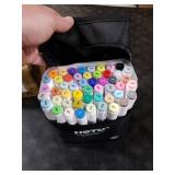 HOTU Alcohol Markers Brush and Fine Tip 50 Colors Dual Tips Art Marker Set Alcohol-based Sketch Pens with Carrying Case Non-Bleeding Pad for Art Enthusiast Adults Coloring Illustration