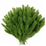 100 Pcs Artificial Pine Branches, Christmas Tree Filler Green Plants, Faux Needle Stems for Garland Wreath Decorating, Evergreen Picks