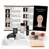 Bald Cap Halloween Makeup Kit for Men & Woman, Complete Bald Cap Costume Character Set , SFX Makeup Kit, Professional Realistic Bald Cap Kits for Halloween Cosplay Make Up, Dress Up, Stage, Theater