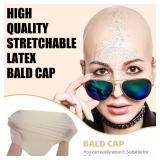 Bald Cap Halloween Makeup Kit for Men & Woman, Complete Bald Cap Costume Character Set , SFX Makeup Kit, Professional Realistic Bald Cap Kits for Halloween Cosplay Make Up, Dress Up, Stage, Theater