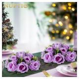NUPTIO Artificial Flower Centrepieces for Tables - 10 Pcs Lilac Fake Flowers Roses Balls 9.5in Diameter - Silk Faux Rose Arrangement for Wedding Party Centerpiece Table Decor