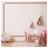 Scallop Border Wall Sticker Door Edge Scallop Decorative Art Stickers Scallop Peel and Stick Border for Nursery, Kids Bedroom Living Room Home Scandinavian Boho Painting Wall Decor. (Coffee Color)