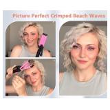 CIVEYA Mini Crimper for Short Hair 1/2 Inch, Small Crimper Hair Tool for Tight Beach Waves, 3 Barrel Waver with Argan Oil Infused, Easy to Use
