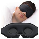 MABAO Sleep Mask for Side Sleeper, Eye Mask for Sleeping Women Men, 3D Contoured Cup No Eye Pressure 100% Light Blocking Sleeping Mask with Adjustable Strap Night Blindfold Flight, Travel, Nap, Black