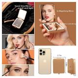 PDOZV LED Lighted Makeup Mirror with 3X Magnification, Portable Folding Compact Dual-Sided, Travel Pocket and Purse Mirror Size, Perfect for Desk Dorm, Office & Vanity Use (Solid Color)
