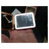 PDOZV LED Lighted Makeup Mirror with 3X Magnification, Portable Folding Compact Dual-Sided, Travel Pocket and Purse Mirror Size, Perfect for Desk Dorm, Office & Vanity Use (Solid Color)