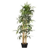 Amazon Basics Artificial Fake Bamboo Plant with Plastic Planter Pot, 39.4", Green