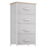 Gray and White 4-Drawer Fabric Storage Tower