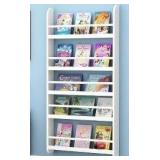 Wall Mount Kids 4 Shelf Bookshelf Display, White