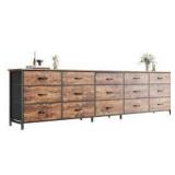 Rustic Brown 12-Drawer Storage Cabinet