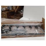 Farmhouse 6-Lights Faux Wood Grain & Black Iron Chandelier