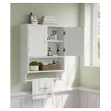 White Bathroom Cabinet, Wall Mounted, White