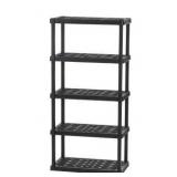 5-Tier Large Plastic Garage Storage Shelving Unit, Black, 18 D x 74 H x 36 W