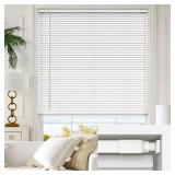 LazBlinds No Tools No Drill 1" Vinyl Mini Blinds, Cordless Blinds for Windows, 31" W x 36" H, White
