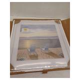 Coastal Beach Chairs Sunset Wall Art 22x22