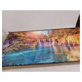 Lake Canvas Wall Art Blue Mountain Sky Nature Landscape Picture 47"X24"