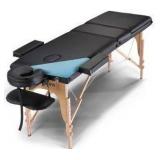 KCC 3-Section Portable Massage Table with Wooden Feet