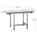 Seachrome 22 inch Wall-Mount Folding Shower Bench Seat with Legs, White