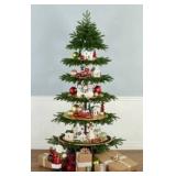 Christmas Tree Christmas Ornament And Gift Shelf With Lights, 4 Tier