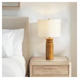 Feikudo 25 in. Cracked Honey Bedroom Home Office Living Room Table Lamp With White Linen Shade