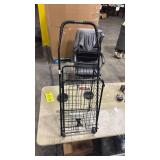 DMI Utility Cart with Wheels to be used for Shopping, Grocery, Laundry and Stair Climber Cart, Weighs 7.5 Pounds but holds up to 90 Pounds, Compact and Foldable, Black