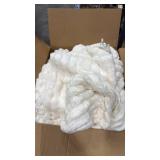 ouchat Ruched Faux Rabbit Fur Throw Blanket