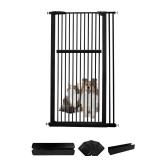 Lumizone Extra Tall Pet Gate 55.12\" High Pressure Mounted 34.06\"-38.38\" Extra Wide (9 Sizes) 1.37\" Gap for Cat Dog Stairs Doorway Hallway No Drilling Auto-Close (34.06\"-38.38\" W, Black)
