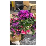 Purple Artificial Faux Hanging Flowers, Beautiful Bougainvillea in Planter for Home Porch Outside Patio Garden Yard Decor(Rose Red Light Purple)