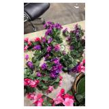 Purple Artificial Faux Hanging Flowers, Beautiful Bougainvillea in Planter for Home Porch Outside Patio Garden Yard Decor(Rose Red Light Purple)