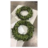 Set of Two (2) Boxwood Wreath 14 inch Preserved Nature Boxwood Wreath Home Decor Stay Fresh for Years for Door Wall Window Party DÃ©cor Spring Summer Fresh Green Wreath