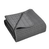 Levtex Home - Mills Waffle - Throw - Charcoal Cotton Waffle - Throw Size 50 x 60in.