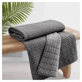 Levtex Home - Mills Waffle - Throw - Charcoal Cotton Waffle - Throw Size 50 x 60in.