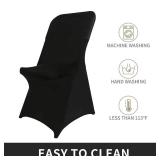 Peomeise Stretch Spandex Folding Chair Cover for Wedding Party Dining Banquet Event (Black,12pcs)