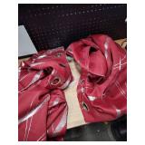 Red and silver lined bedroom curtains approximately 4 ft by 5 ft