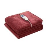 Wapaneus Heated Blanket Electric Full Size 72\x84\in with 10 Heating Levels 12 Timer Settings and 8 Hours Auto-Shut Off,Flannel Fast-Heating Electric Blanket,ETL Listed Machine Washable?Redin