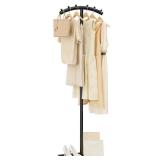 ENUMAIL Arcuate Garment Rack, T-shaped Coat Tree Freestanding, Metal Clothes Racks, Natural Stable Rock Base, Suitable For Outerwear, Clothes, Handbags, 68.9in, Black